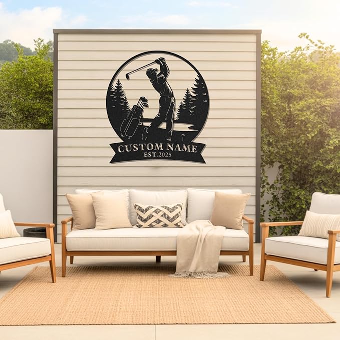 Personalized Golf Metal Wall Art, Vintage Golf Wall Decor, Custom Signs Outdoor Metal, 19th Hole Home Decor for Man Cave Garage Bar Club, Personalized Gifts for Men Dad Father