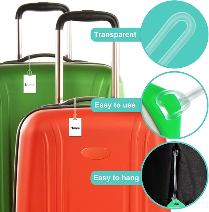 100 Pack Clear Plastic Luggage Straps, Worm Loops for Luggage Tags, Plastic Name Tag Loop for Identification Cards ID, 6 inch