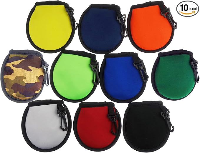 10 Pack Portable Pocket Golf Ball Washer Golf Ball Cleaner Pouch