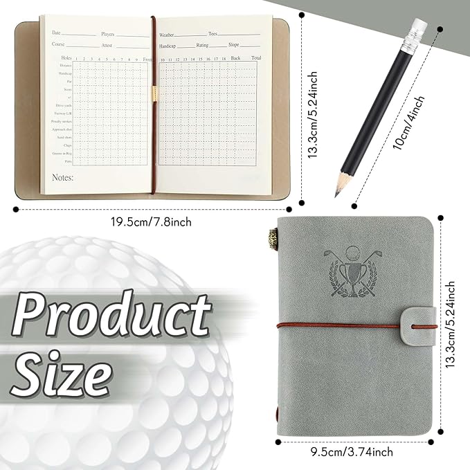 Yexiya Golf Scorecard Book with Pencil Leather Golf Journal Scorecard Holder Accessories Notebook Log Book Pocket Scorebook Gifts for Men Golfers, Sports and Outdoor Club Accessories