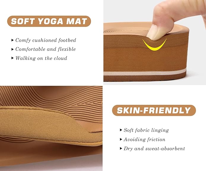 COFACE Flip Flops for Women With Comfortable Arch Support Ladies Fashion Platform Thong Sandals Soft Yoga Mat Sole For Beach/Indoor Outdoor