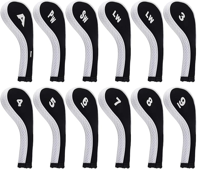 Andux Number Print Golf Iron Club Head Covers Long Neck with Zipper 12pcs/Set