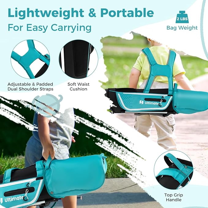 Goplus Junior Complete Golf Club Set for Kids, Right Hand Golf Clubs with Stand Bag, Rain Hood, Golf Practice Set for Ages 5-7,8-10,11-13 Boys Girls