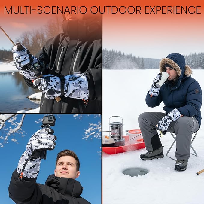 Heated Gloves for Men Women, 7.4V Battery Rechargeable with 2.5-Hour Fast Charging, Waterproof Electric Heated Ski Glove for Work, Fishing, Hunting, Motorcycle, Skiing