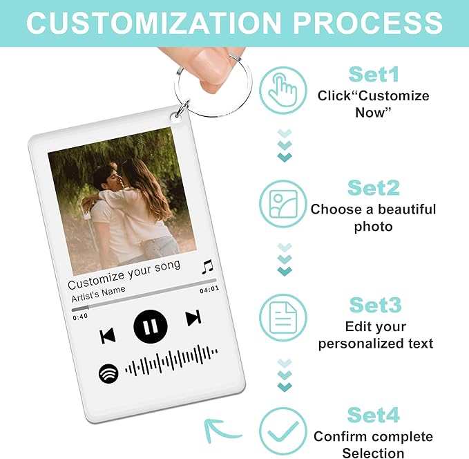 Custom Keychains with Picture Personalized Photo Logo Text Customized Key Chain for Boyfriend Dad Men Women Gifts
