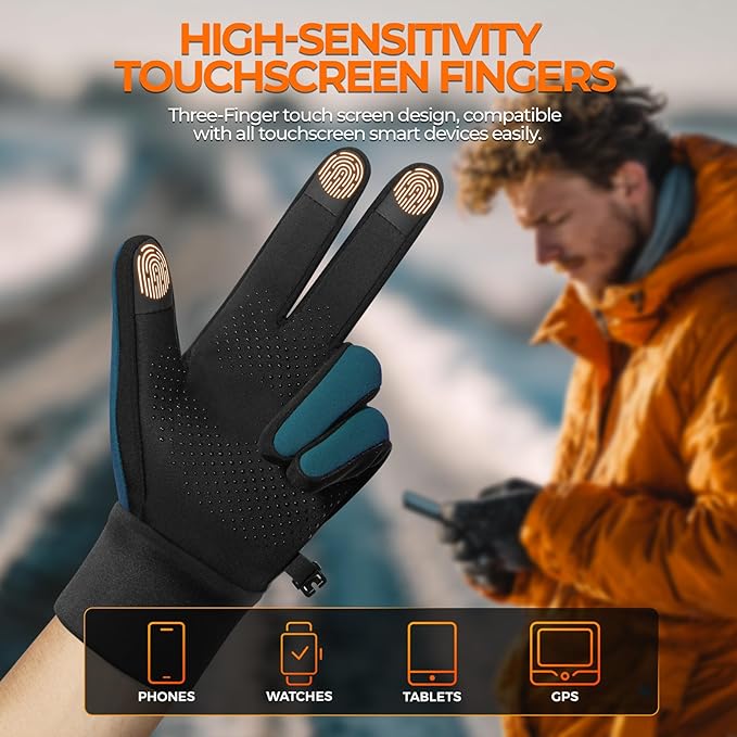 rivmount Winter Gloves Women Men for Cold Weather, Running Driving Cycling, Water-Resistant & Touch Screen, Snow Ski Gloves Liner, Warm Glove for Daily Work & Sports Outdoor