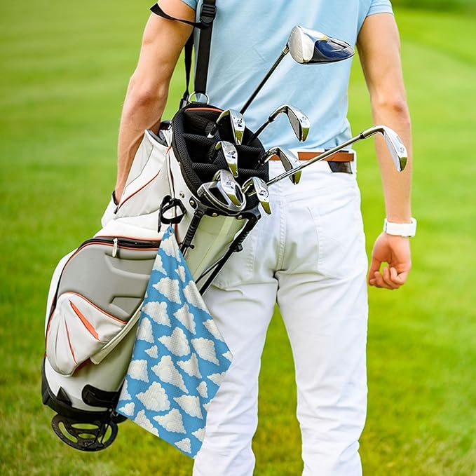 Cloud Golf Towel Waffle Microfiber with Hook Detachable Clip 24x16in