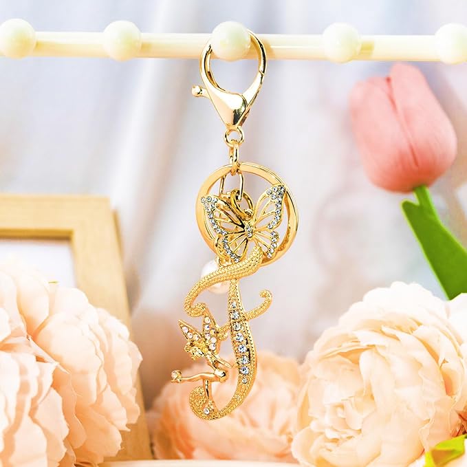 Initial Keychain Bag Charm Women Purse Charms for Handbags Accessories Charm for Wallet Butterfly Pendant for Girls