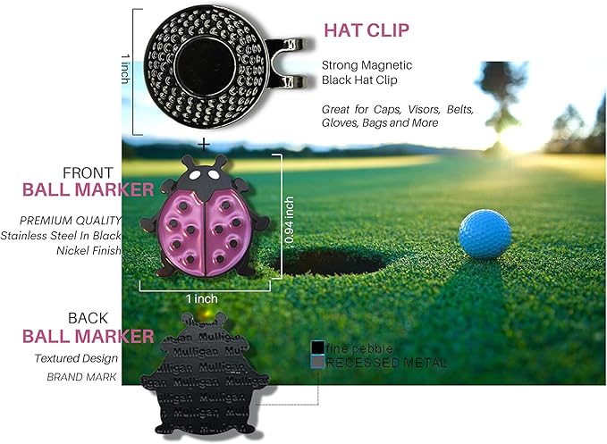 Mulligan Hooligan Golf Ball Marker + Magnetic Hat Clip, Funny and Unique Golf Gift, Premium Quality, The Perfect for Your Favorite Golfer, Golf Accessories for Any Occasions