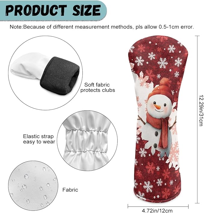 Golf Club Head Covers for Club Protective, Waterproof PU Leather Driver Fairway Wood Hybrid Head Cover