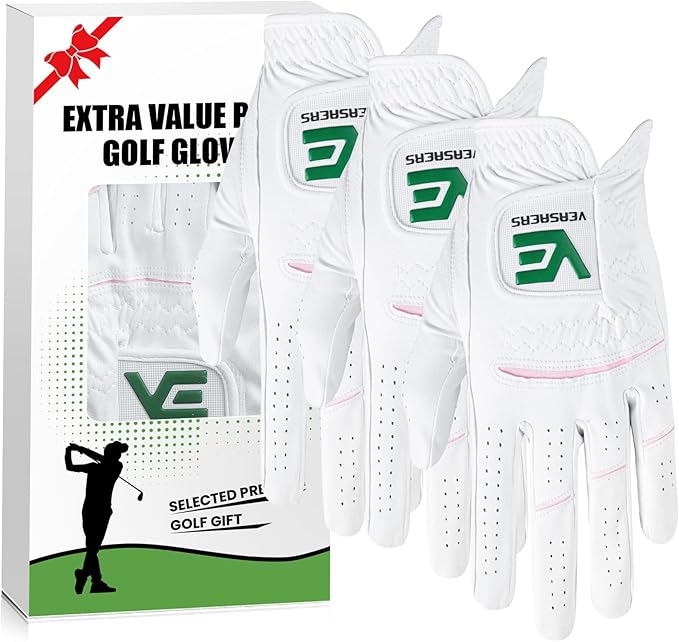 Womens Ladies Golf Rain Gloves Value 3 Pack Left Right Hand, Enhanced Wet Hot Weather Performance Cool Grip, Fit Small Medium Large XL