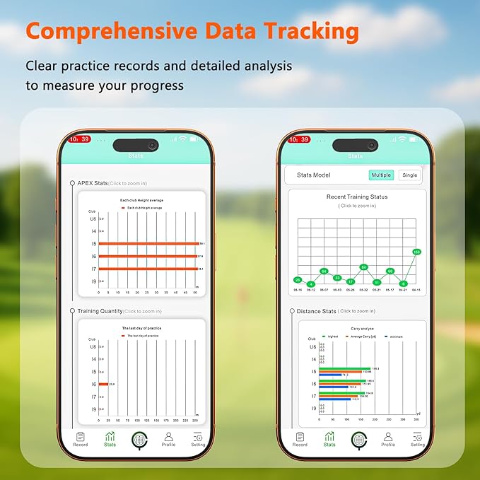 Golf Launch Monitor & Simulator: Portable Swing Analyzer for iOS/Android with Virtual Course, 3D Trajectory for Indoor/Outdoor Use