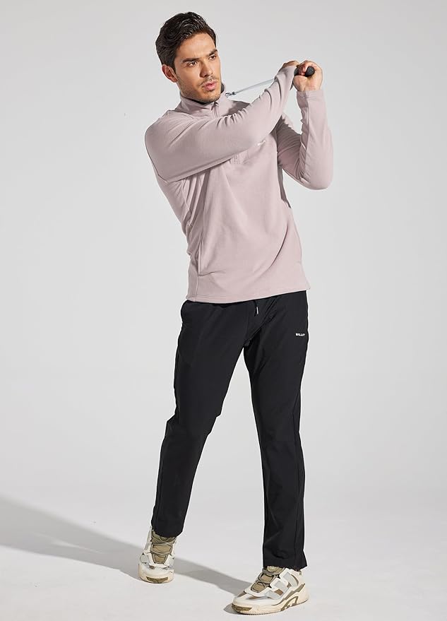 Willit Men's Winter Shirts Fleece Pullover with Pocket Quarter Zip Cold Weather Golf Hiking Casual Warm Shirts Long Sleeve