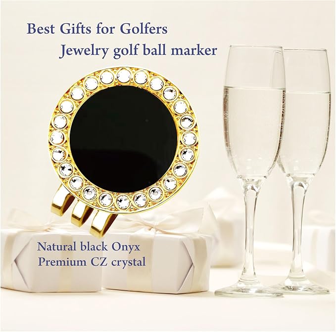 Golf Ball Marker Hat Clip with Pearl Crystal Ball Marker, Golf Accessories, Golf Gifts, Golf Ball Markers for Women