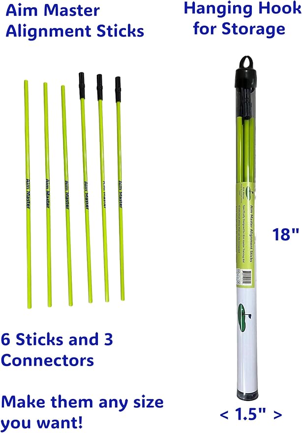 Complete Golf Training Kit with Alignment Sticks, Grip Trainer, Impact Stickers, Ball Markers, Tees, Training Aid, Repair Tool, Training Book, Yellow, ABS Plastic