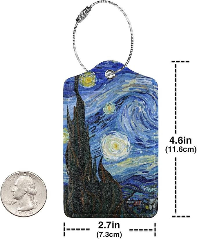 Starry Sky 2 Pcs Luggage Tags, Starry Night Privacy Cover Id Label with Stainless Steel Loop and Address Card for Suitcases & Travel Bags