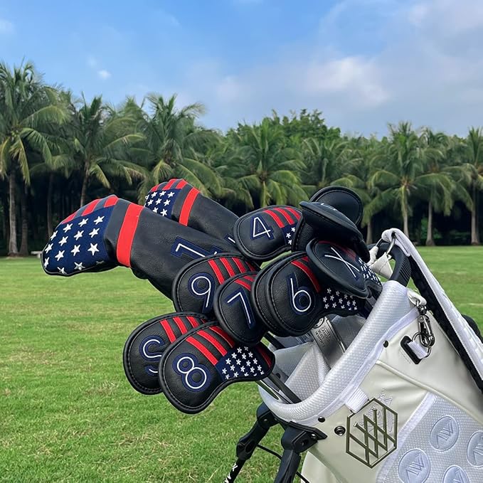 Golf Iron Head Covers Set Iron Headcover Wedge Cover Golf Iron Club Cover USA American Flag for PXG0311