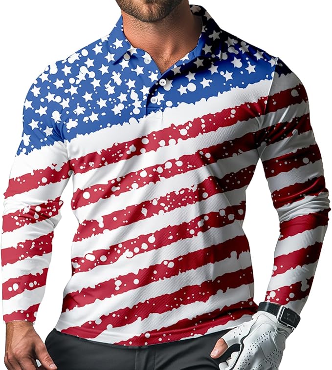Men's Long Sleeve Golf Shirt Quick Dry 3 Button Work Fishing Outdoor Casual Collar Shirt