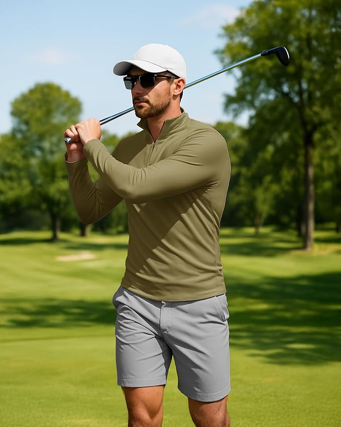 Boladeci Men's UPF 50+ Sun Shirts 1/4 Zip Long Sleeve SPF UV Protection Lightweight Quick Dry Quarter Zip Golf Shirts