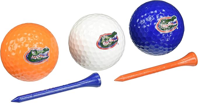 Team Golf NCAA Logo Imprinted Golf Balls (3 Count) & 2-3/4" Regulation Golf Tees (50 Count), Multi Colored