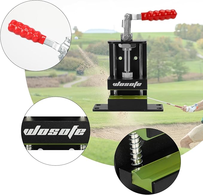 wosofe Golf Club Regrip Vise Tool，Rubber Grip Vise Clamp，Golf Club Gripping Station,Golf Workshop Supplies，Includes A Regripping Kit - with 17 Ferrules Suitable for Irons, A Hook Knife and Grip Tape