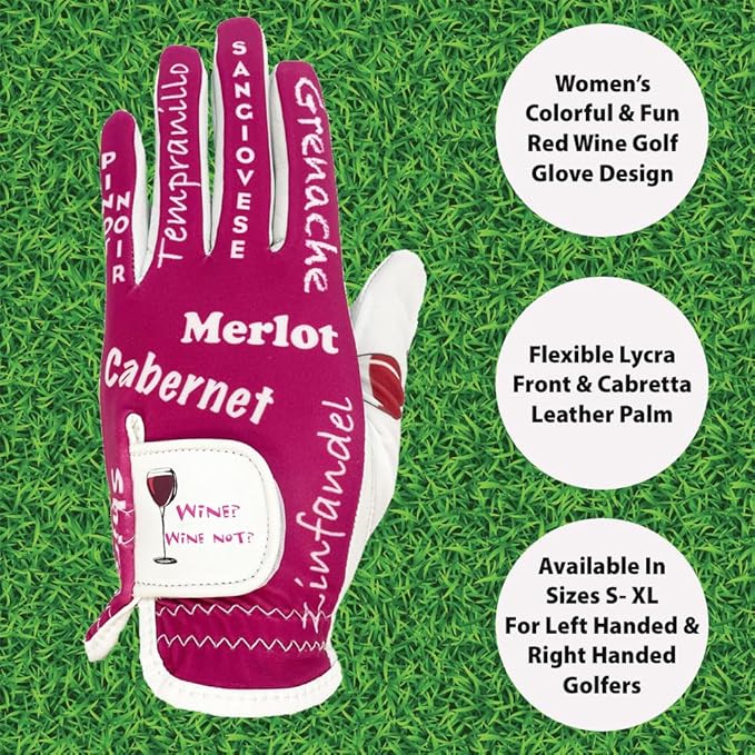 Giggle Golf Women's Golf Glove - Adjustable Strap, Left Hand Gloves for Women