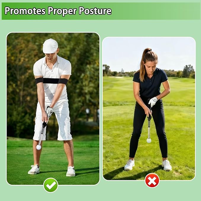 TRILVIX Retractable Golf Swing Training Aid, Portable Grip Trainer with Click Feedback for Right-Handed Golfers, Includes Arm Band, Strength & Tempo Trainer for Chipping, Indoor & Outdoor Practice