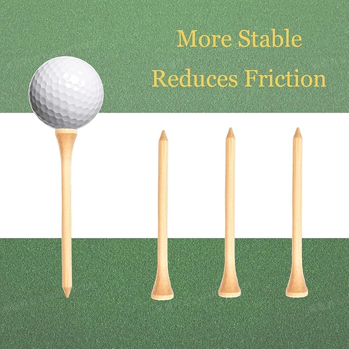 150 Pcs Bamboo Golf Tees 3 1/4 Inch, 83mm (3.25") Bamboo Tees, Friendly Biodegradable, Long and Tall Golf tees, More Durable and Stable, Ideal for Beginner