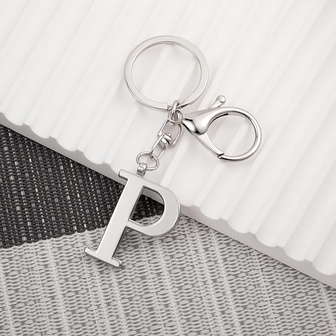 LAXPICOL Gold Letter A-Z Keychain for Women Bag Charms Purse Charms For Handbags Metal Alphabet Initial Letter Keychain