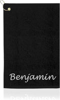 Personalized Passion Golf Towel with Embroidered Name - 16"x26" Cotton Plush Velour Golf Towels with Clip for Men and Women - Accessories Gifts for Golfers - Black