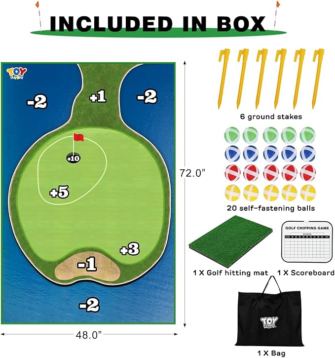 TOY Life Golf Chipping Game Set –Golf Sticky Battle Mat with 20 Sticky Balls & Hitting Mat, Fun Backyard Chip Game for Adults & Kids, Indoor/Outdoor Play