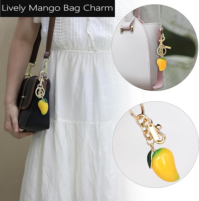 Cherry Bag Charm for Handbag, Big-Apple Strawberry Fruit Bag Charm Cherry Car Accessories KeyChain