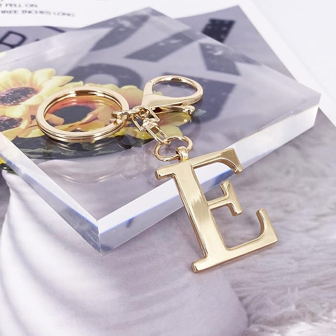 LAXPICOL Gold Letter A-Z Keychain for Women Bag Charms Purse Charms For Handbags Metal Alphabet Initial Letter Keychain