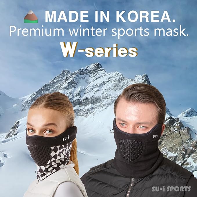 KOREA W-Series W2 Thermal Sports Face Mask with Nose Wire for Winter | Golf, Running, Skiing & Outdoor Activities