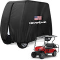 NEVERLAND Golf Cart Cover - Waterproof Golf Cart Covers - Fits for Yamaha Golf Carts EZ GO Club Car - Outdoor Windproof Sunproof (Black + Flag, Fit for 2+2/4 Passenger Cart)