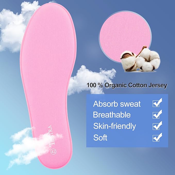 2 Pair -Shoe Inserts for Womens Memory Foam Insoles,Replacement Insoles for Work Boots Running Shoes, Cushion Shock Absorbing for Foot Pain Relief, Comfort Breathable Inner Soles Pink 39EU,US8
