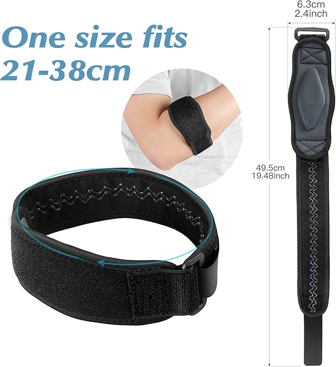 AGPTEK Elbow Brace for Tendonitis and Tennis Elbow 2 Pack, Tennis Golfers Elbow Support Arm Band Pain Relief Elbow Wrap Weightlifting Elbow Strap with Compression Pad for Men & Women, Grey