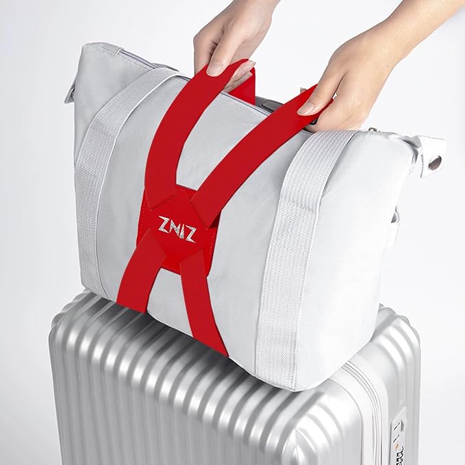 ZINZ Luggage Strap, High Elastic Suitcase Belt Adjustable Bag Bungees for Easier Travel，Red