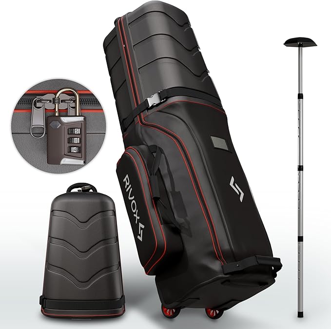 Hard Top Golf Travel Bag for Airlines – Durable Golf Club Case with Wheels, Interior Cushion, TSA Lock & Support Rod – Collapsible Hard Shell Protection