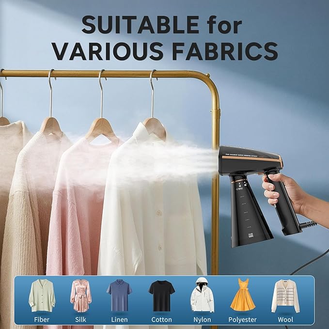 Steamer for Clothes, 1200W Portable Handheld Garment Steamer&Iron 2-in-1 with Fast Heat-up, Auto-Off, 350ml Water Tank, Powerful Foldable Handle Clothes Steamer Compact Size for Travel Home