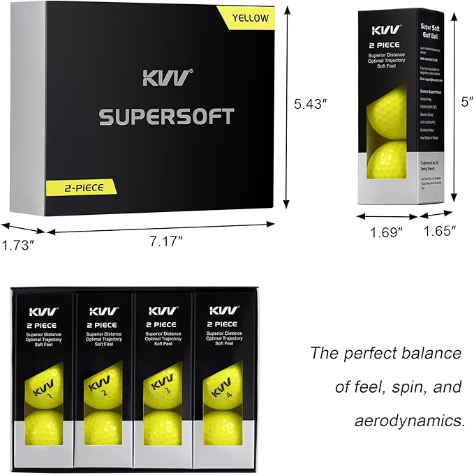 KVV 2-Piece Golf Balls, High Performance Golf Ball for Distance Super Soft, One Dozen