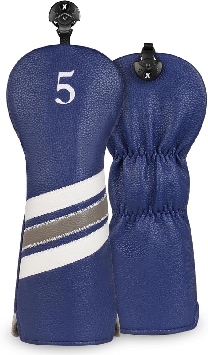 Golf Club Covers, 4pcs or 1pc Golf Head Covers for Woods, Driver, Fairway, Hybrid - Premium PU Leather Golf Club Head Cover with Interchangeable Tags