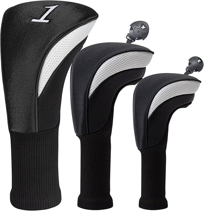 Golf Head Covers for Fairway Woods Driver Hybrids 5 Pieces Nylon Mesh Sports Fan Golf Club Headcovers-Golf Accessories for Men Women.