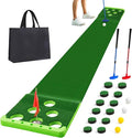 Golf Putting Game Set with Front Border for Indoor & Outdoor,Golf Putting Green Mat Include 4 Balls,1 Portable Bag,2 Flags&Cups,Practice Training Aid for Backyard,Party,Office