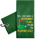 ERHACHAIJIA Yes I'd Have A Retirement Plan Embroidered Golf Towel with Clip. Funny Golf Accessories Gifts for Men Women Golfer Grandma Grandpa Mom Dad, Retirement (Green)