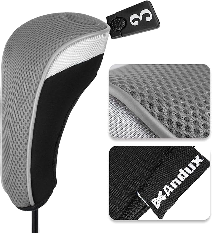 Andux 4pcs/Set Mesh Golf 460cc Driver Fairway Wood Club Head Covers Long Neck with No. Tags