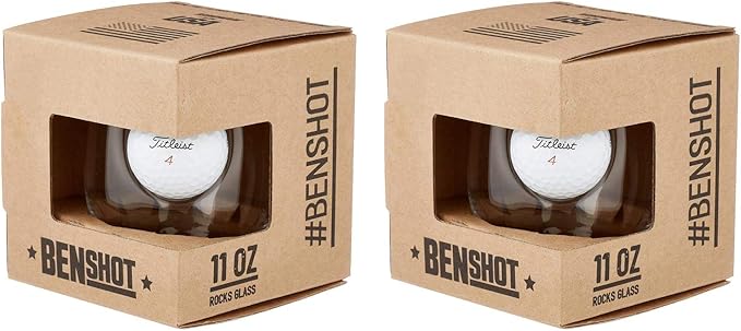 BenShot Golf Ball Wine Glass - 15oz | Made in the USA [Set of 2]