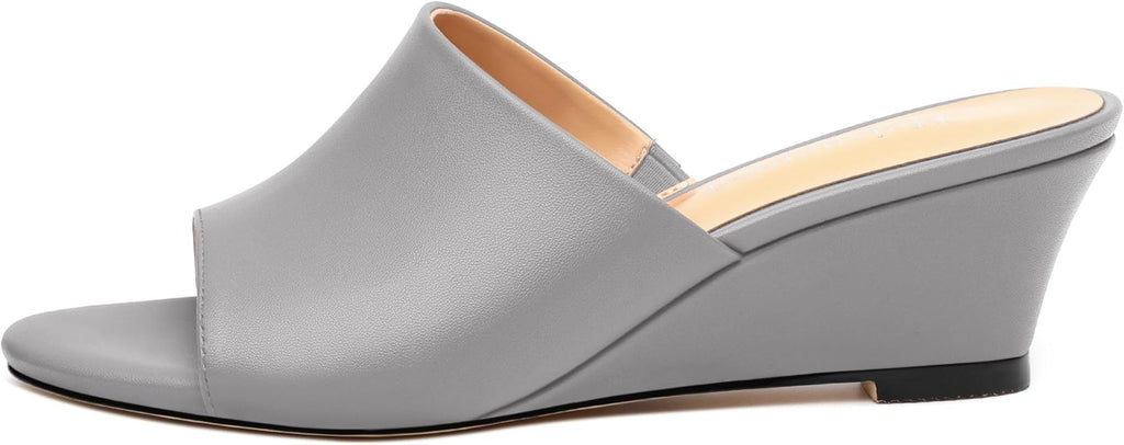 Wedge Sandals for Women Open Toe Wedge Heels Womens Matte High Heel Sandal Round Toe Heeled Wedge Sandals Slip on Casual shoes 2 inch