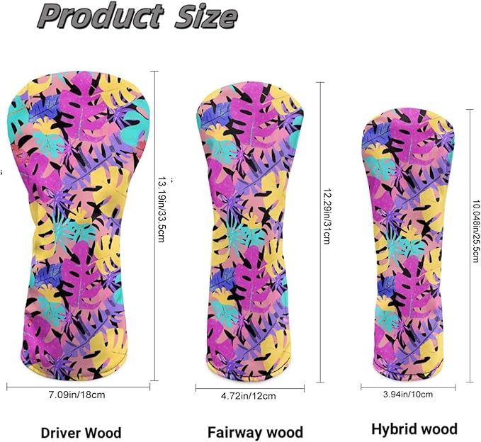 Golf Club Head Covers for Club Protective, Waterproof PU Leather Driver Fairway Wood Hybrid Head Cover
