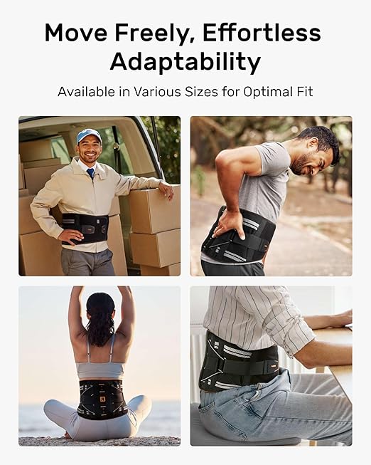 Lower Back Brace for Women, Back Belt Support for Men with 8 Stays, Soft Lumbar Support with Full Protection, Orange Size XL